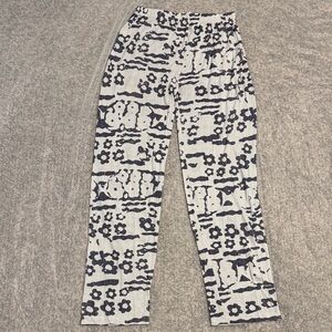 Navy and White Floral Patterned Pants